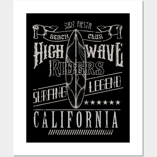 vintage California surf riders typography Wall Art by SSSD